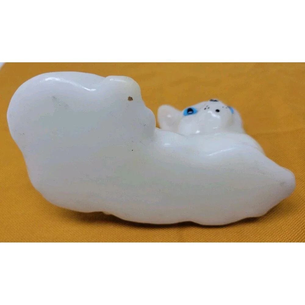 Cat Molded Candle Vintage White Never Burned Mid Century Cute Kitty Decorative